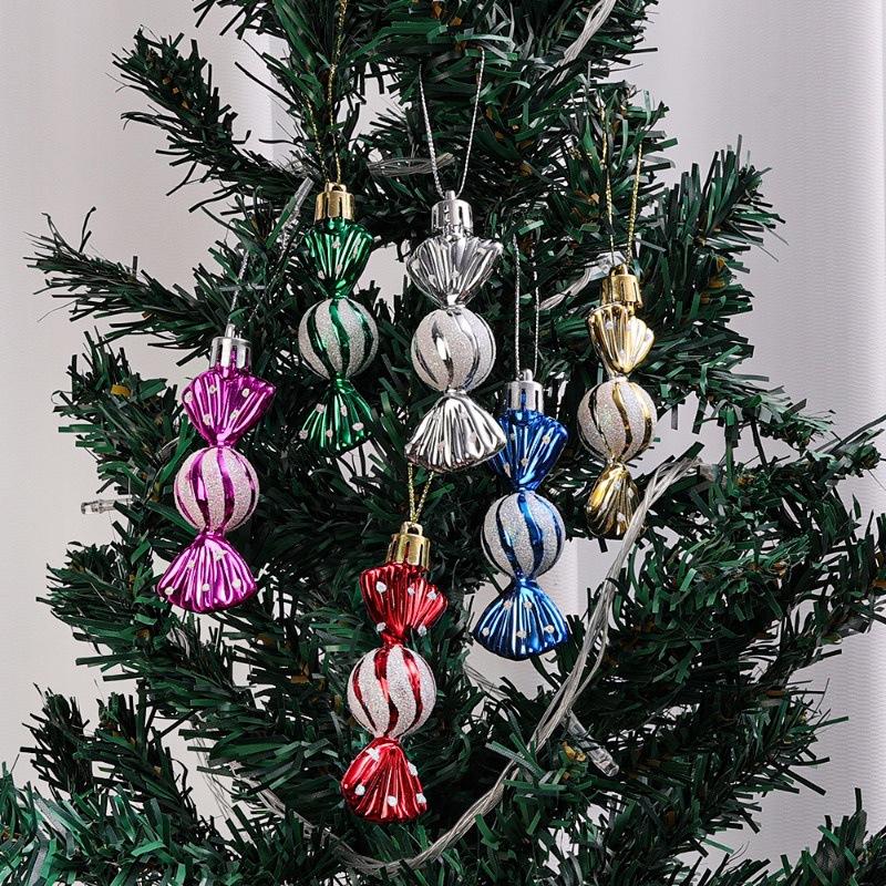 Candy Christmas Tree Ornament Set 6PCS Decorative Hanging Balls For Festive Home Decor 1