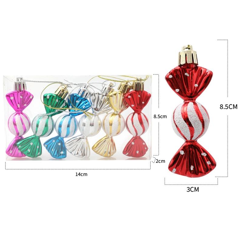 Candy Christmas Tree Ornament Set 6PCS Decorative Hanging Balls For Festive Home Decor 2