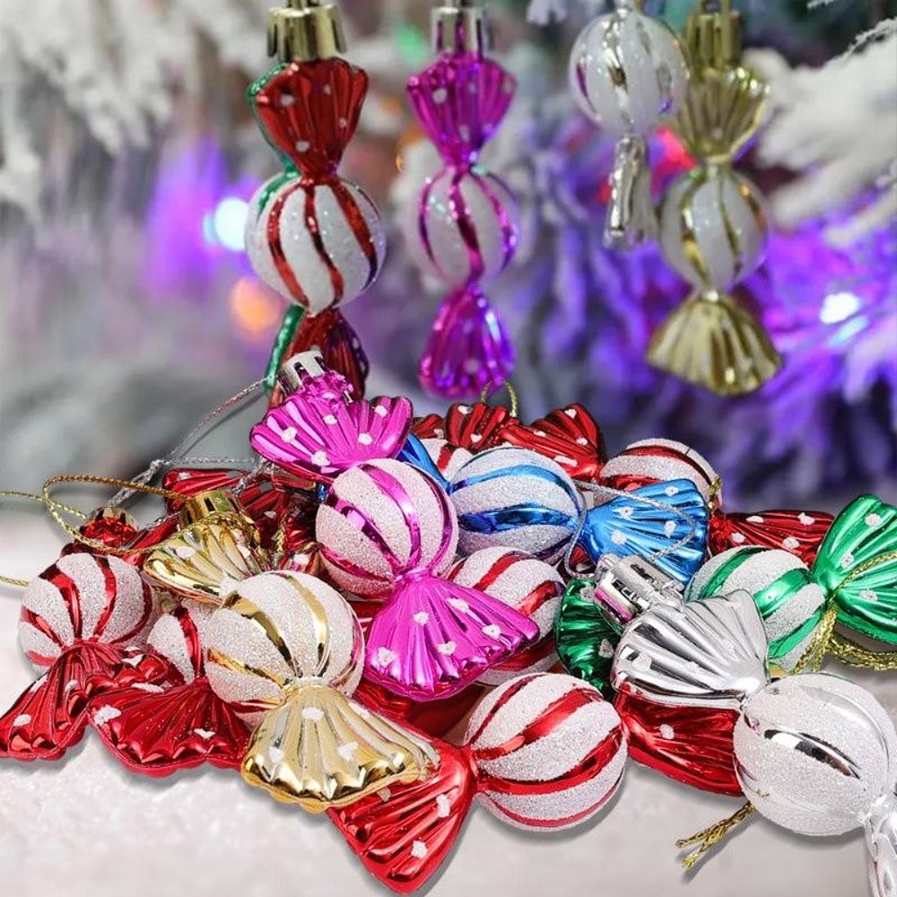 Candy Christmas Tree Ornament Set 6PCS Decorative Hanging Balls For Festive Home Decor 5