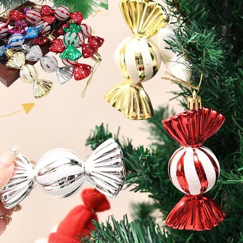 Candy Christmas Tree Ornament Set 6PCS Decorative Hanging Balls For Festive Home Decor 6