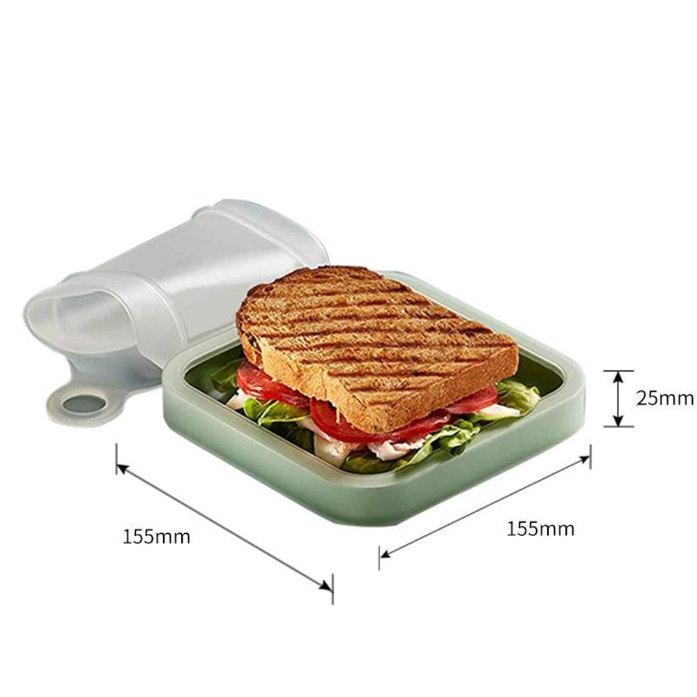 Silicone Sandwich Container Portable Lunch Box For Toast Snacks Bento Meals 2