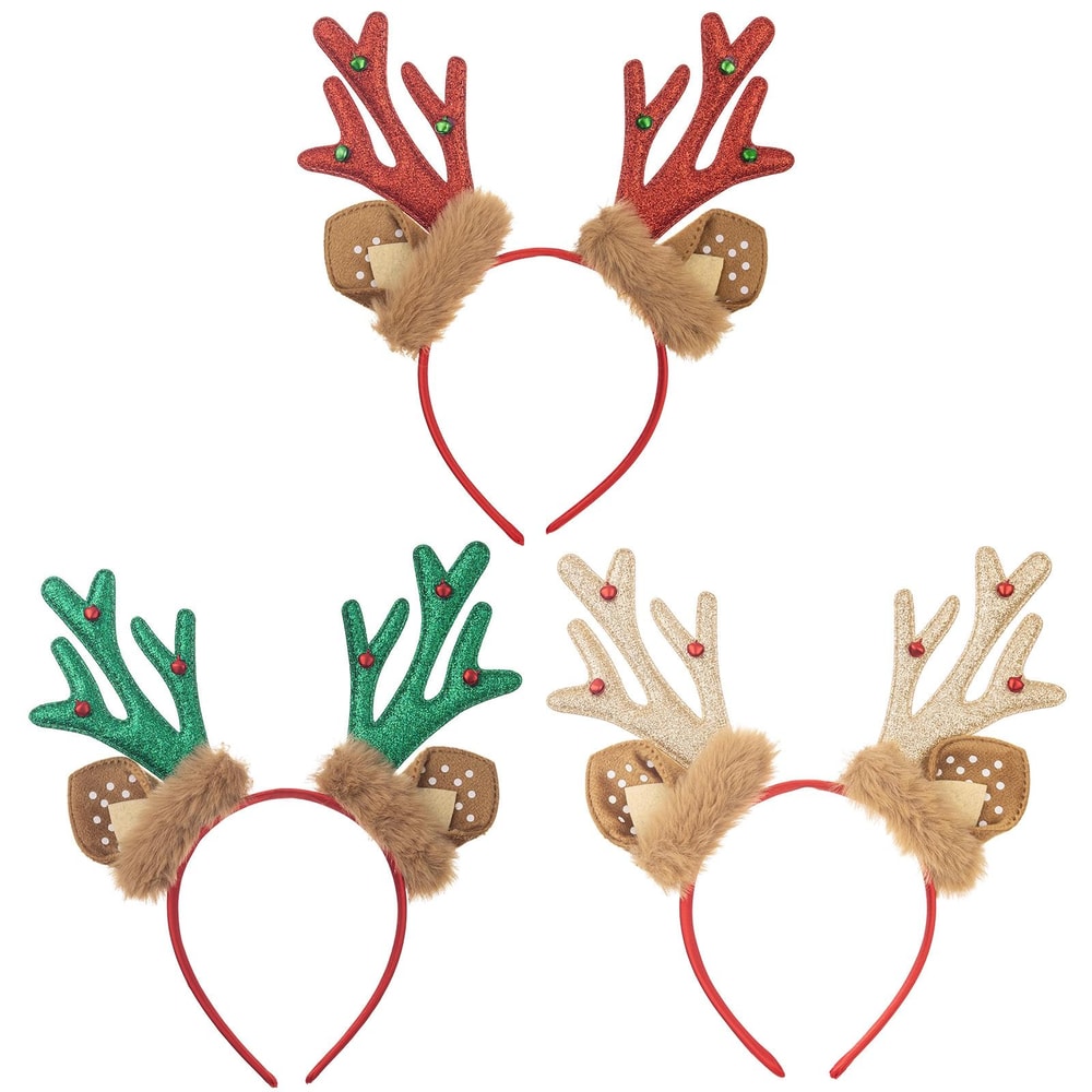 Festive Plush Reindeer Antler Headband For Christmas Parties Costumes Holiday Photos 1