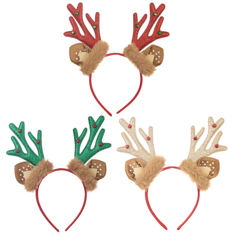 Festive Plush Reindeer Antler Headband For Christmas Parties Costumes Holiday Photos 1