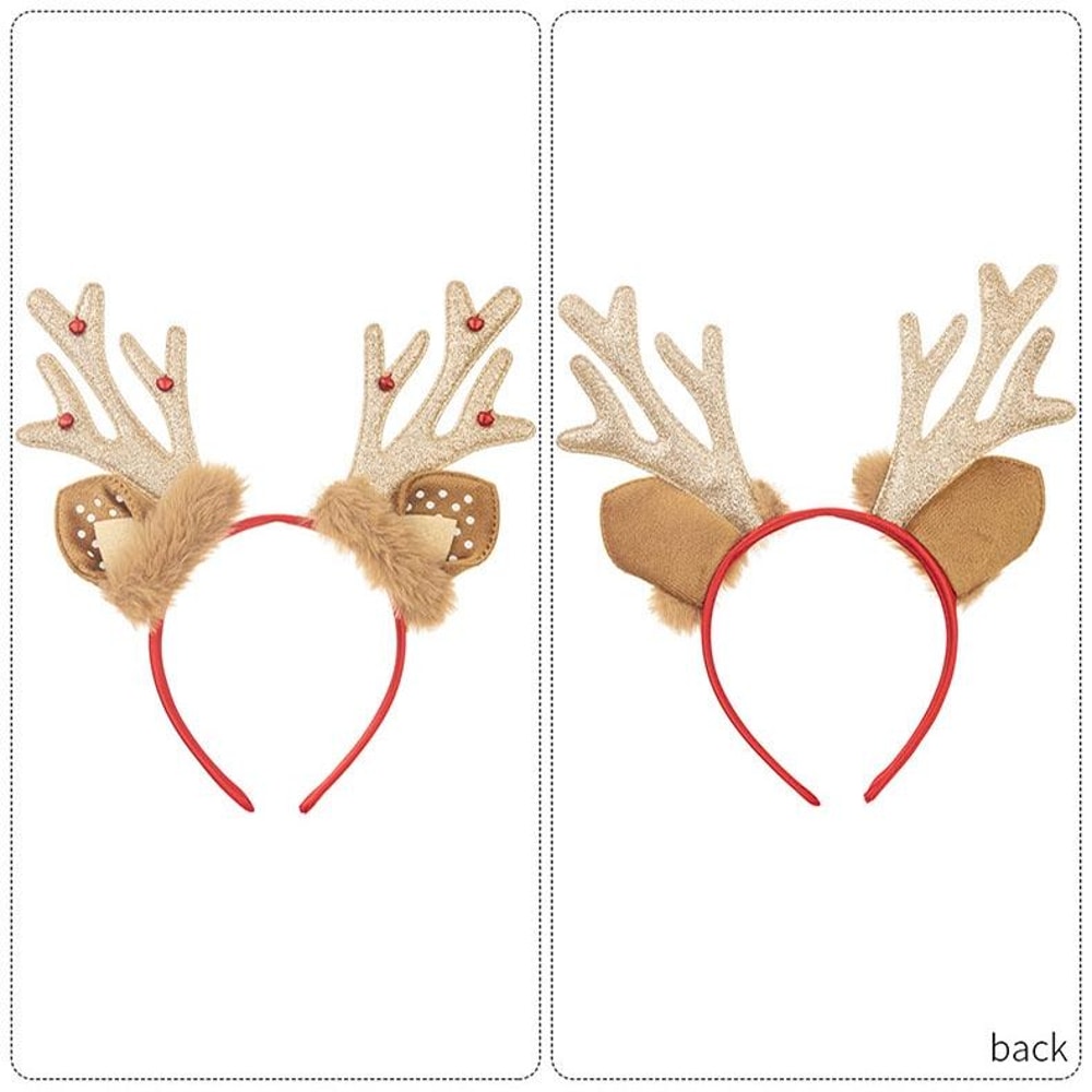 Festive Plush Reindeer Antler Headband For Christmas Parties Costumes Holiday Photos 3