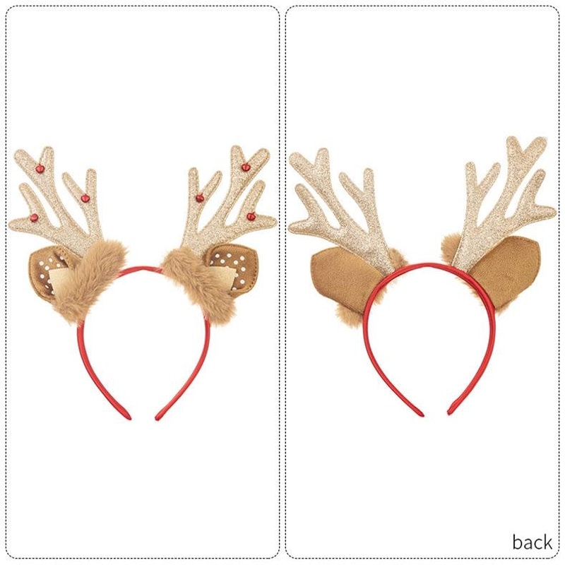 Festive Plush Reindeer Antler Headband For Christmas Parties Costumes Holiday Photos 3
