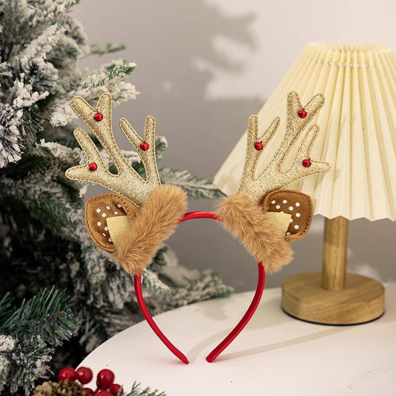 Festive Plush Reindeer Antler Headband For Christmas Parties Costumes Holiday Photos 9