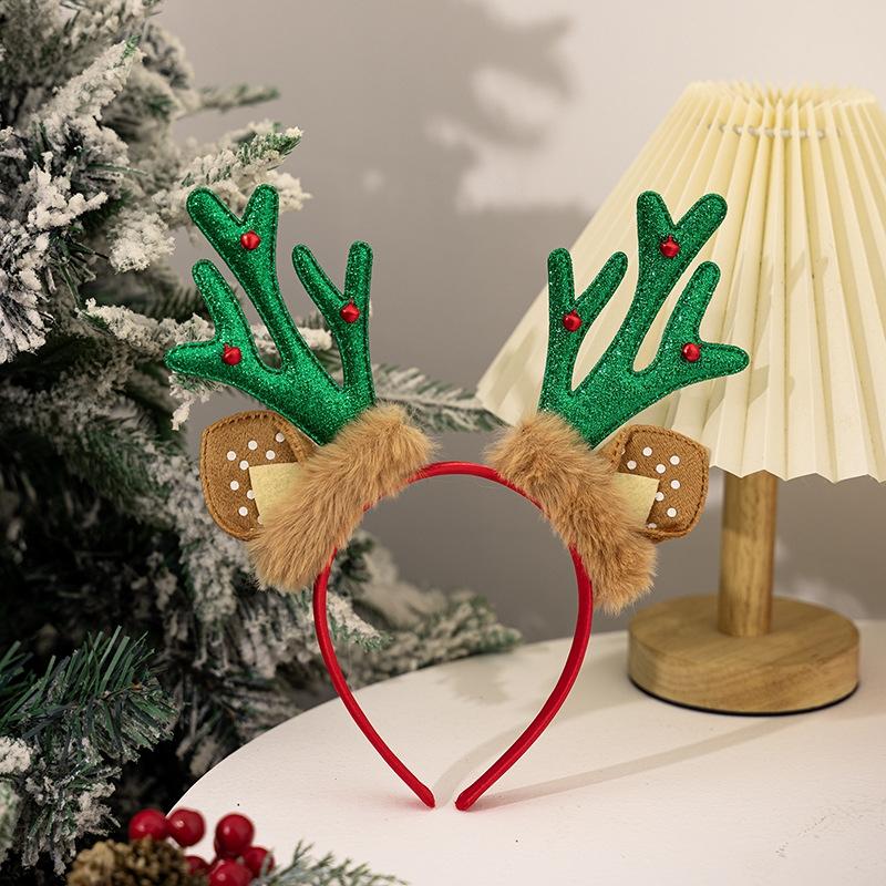 Festive Plush Reindeer Antler Headband For Christmas Parties Costumes Holiday Photos 8