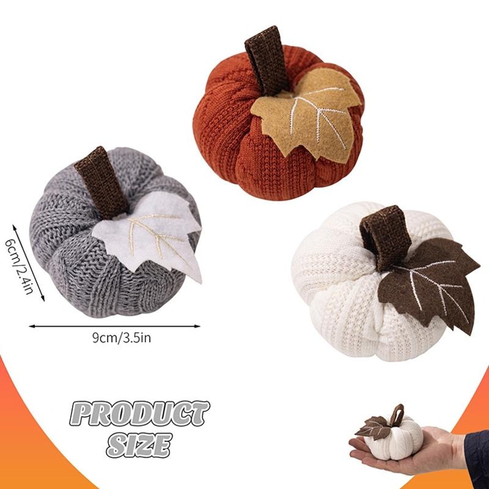 Cozy Knit Pumpkin Hanging Ornament For Fall Harvest Thanksgiving Decor 3