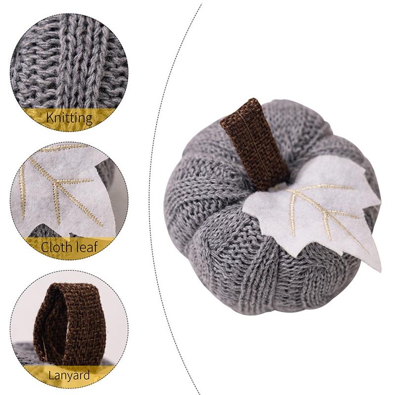 Cozy Knit Pumpkin Hanging Ornament For Fall Harvest Thanksgiving Decor 4