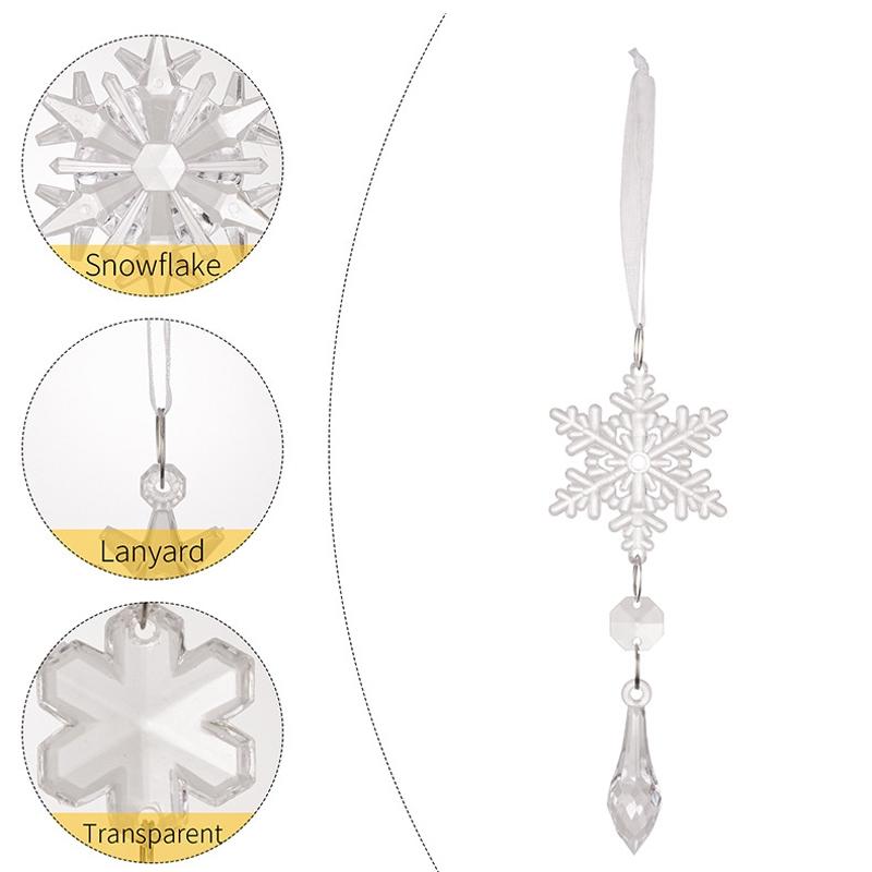 Crystal Snowflake Icicle Christmas Tree Ornaments Set 5PCS Clear Acrylic Holiday Hanging Decor 5