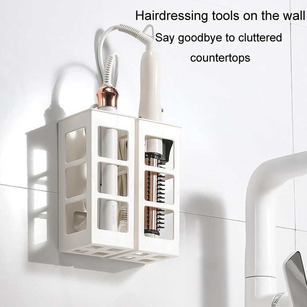 Wall Mounted Curling Iron Holder Hair Tool Organizer For Bathroom Storage 2