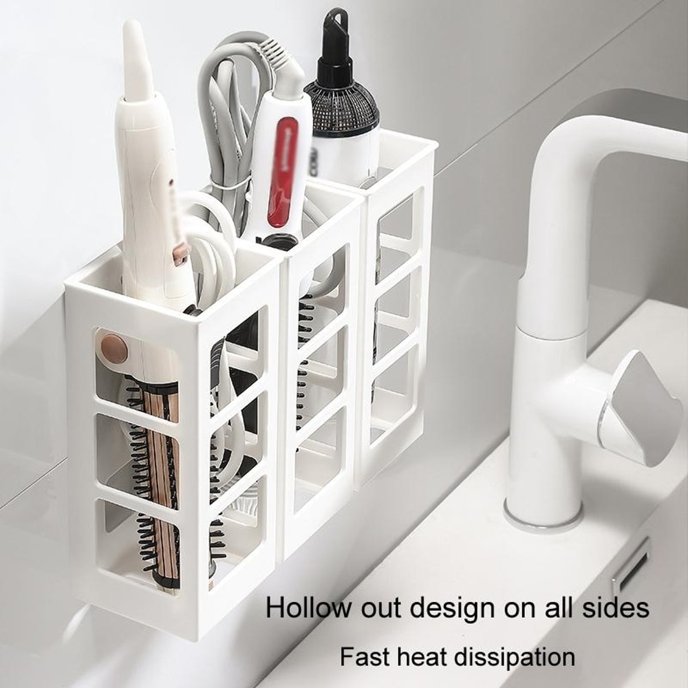 Wall Mounted Curling Iron Holder Hair Tool Organizer For Bathroom Storage 3