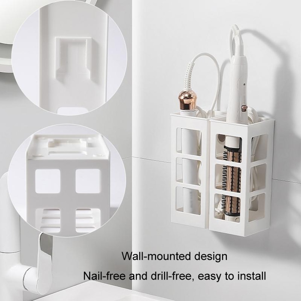 Wall Mounted Curling Iron Holder Hair Tool Organizer For Bathroom Storage 4