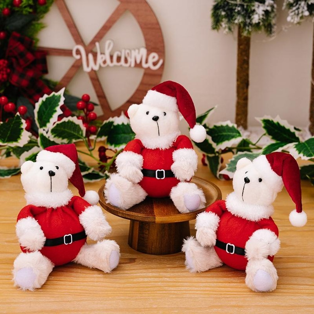 Christmas Plush Bear Ornament Doll, Cute Holiday Decoration & Gift for Kids