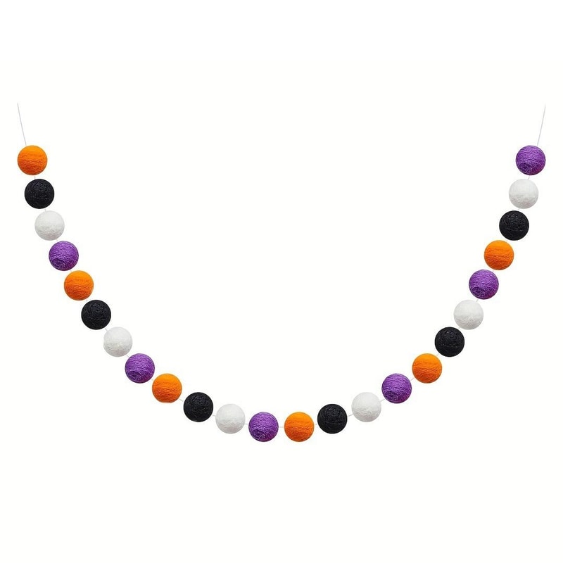 Halloween Felt Ball Garland 2m Spooky Pom Pom Hanging Decoration For Parties Home Decor 2