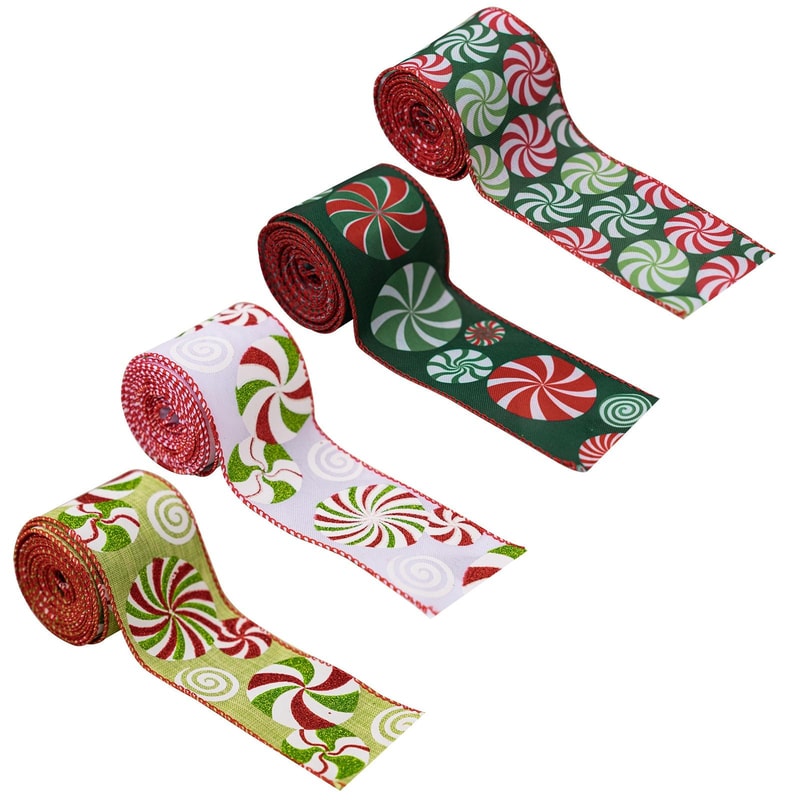 Festive Printed Christmas Ribbon Roll For Gift Wrapping Tree Decor DIY Holiday Bows 1
