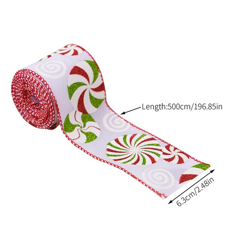 Festive Printed Christmas Ribbon Roll For Gift Wrapping Tree Decor DIY Holiday Bows 2