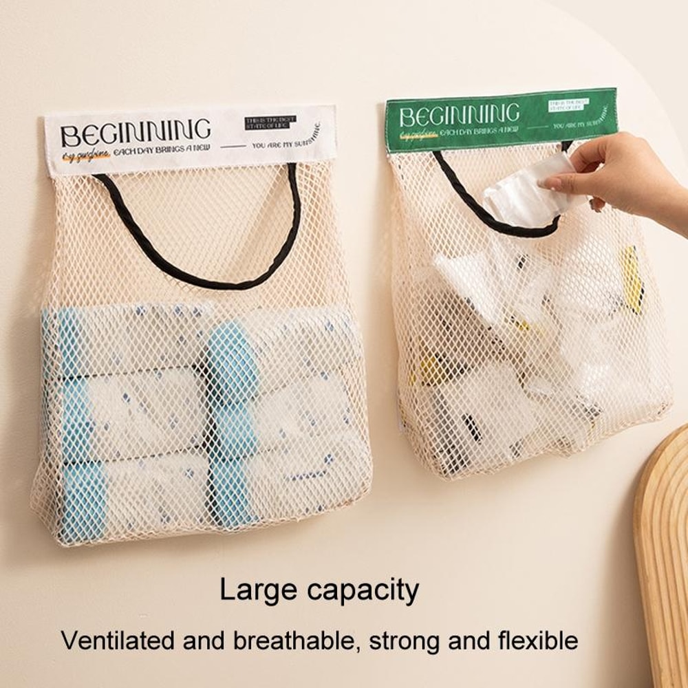 Mesh Hanging Bag Organizer for Plastic Bags, Trash Bags & Kitchen Essentials