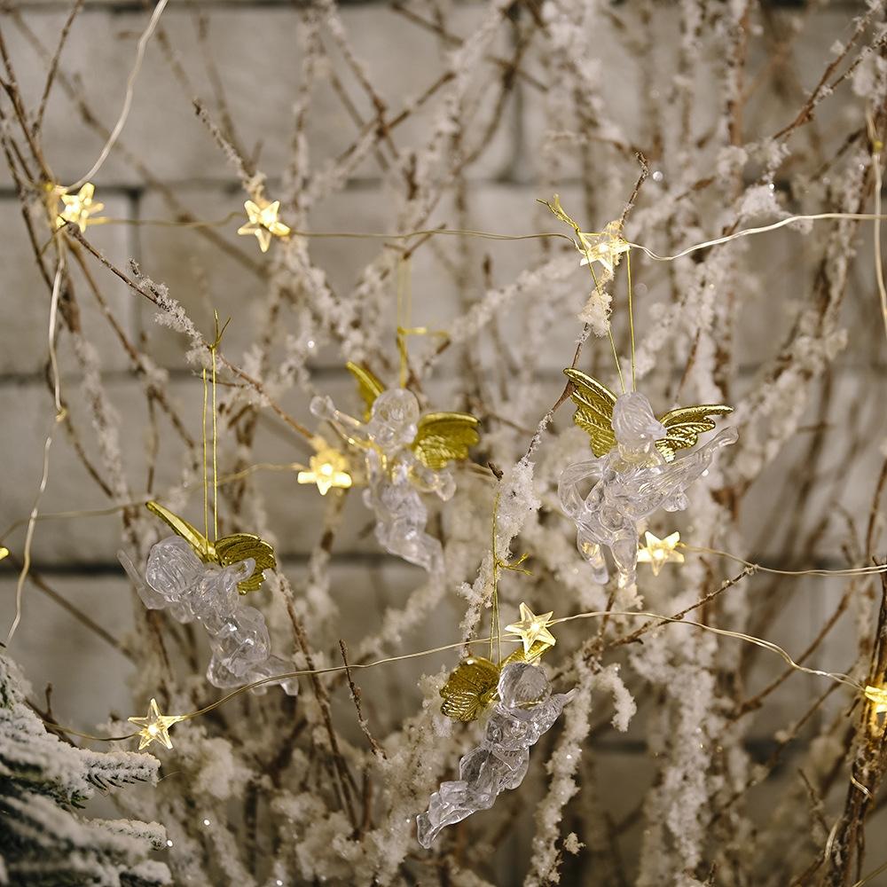 Crystal Clear Angel Christmas Tree Ornaments Set Of 4 Decorative Hanging Pendants 5