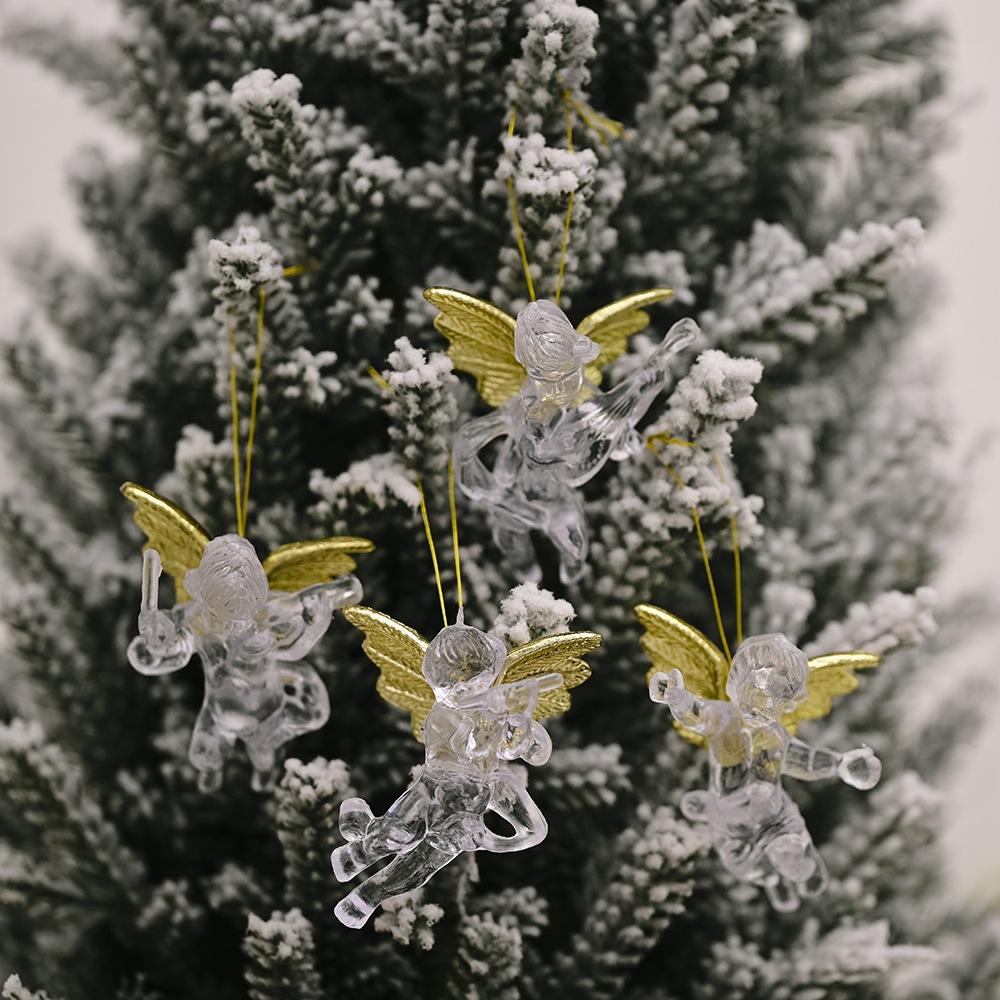 Crystal Clear Angel Christmas Tree Ornaments Set Of 4 Decorative Hanging Pendants 1