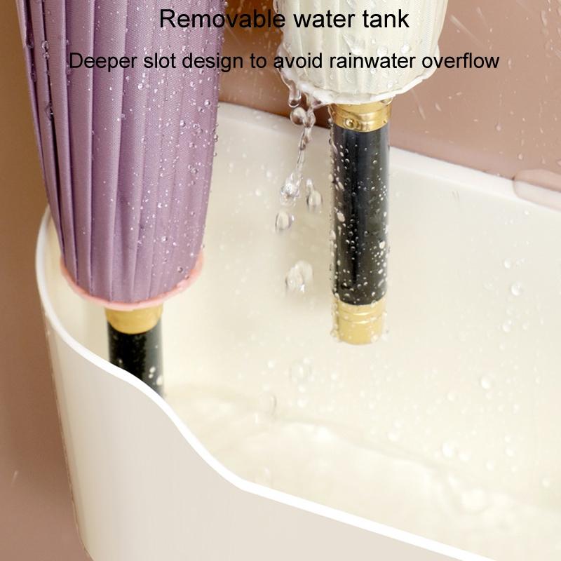 Wall Mounted Umbrella Holder With Drain Tray Space Saving Umbrella Storage Rack For Entryways 4