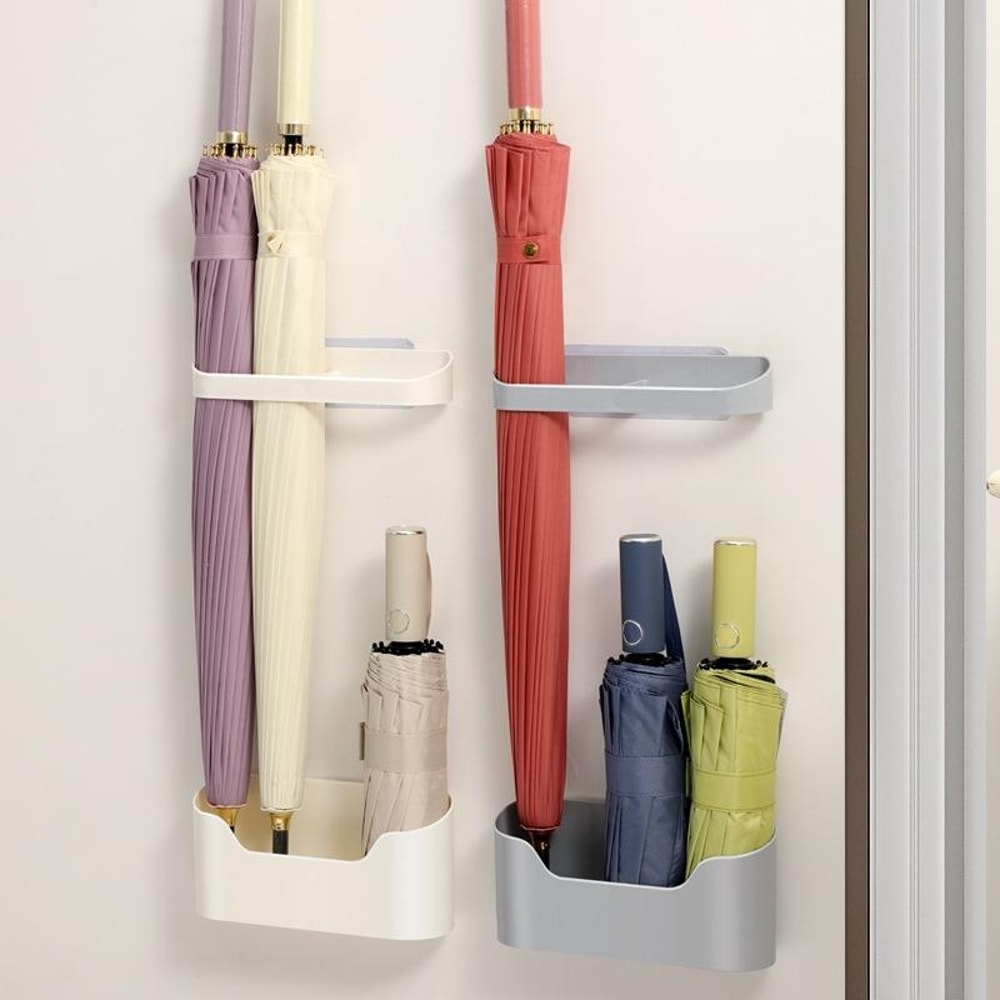 Wall Mounted Umbrella Holder With Drain Tray Space Saving Umbrella Storage Rack For Entryways 5