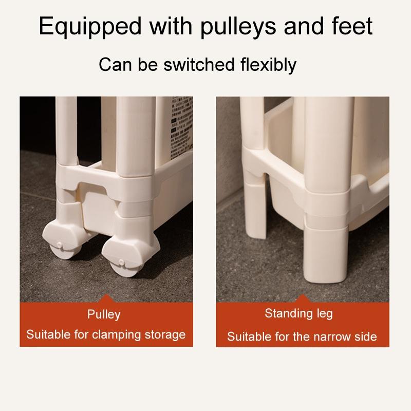 3Tier Bathroom Storage Trolley Narrow Gap Organizer Shelf With Wheels 5