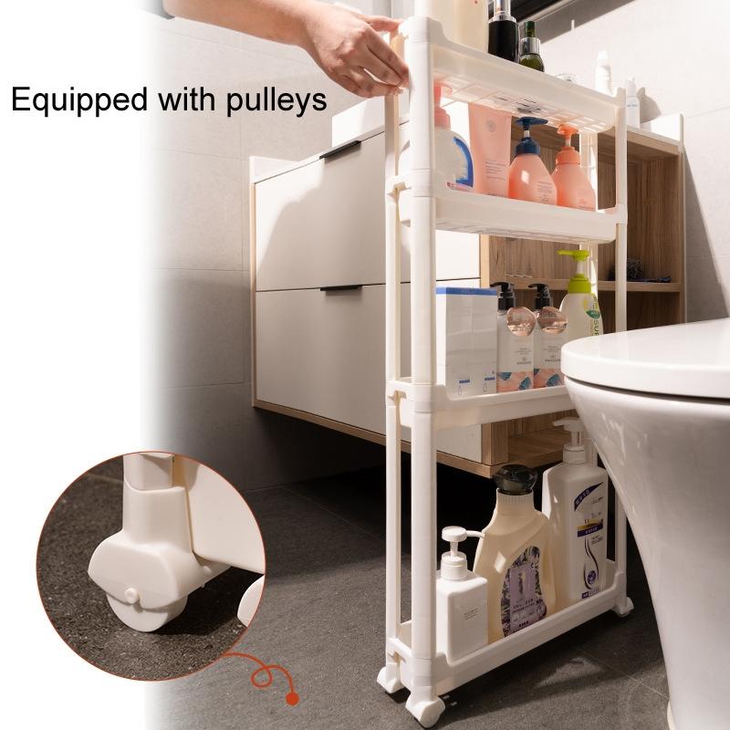 3Tier Bathroom Storage Trolley Narrow Gap Organizer Shelf With Wheels 6