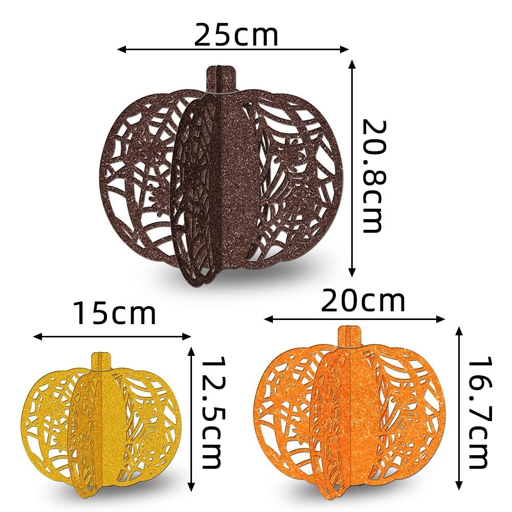 3Piece Glitter Pumpkin Tabletop Decor Set For Halloween Party Fall Home Decoration 4