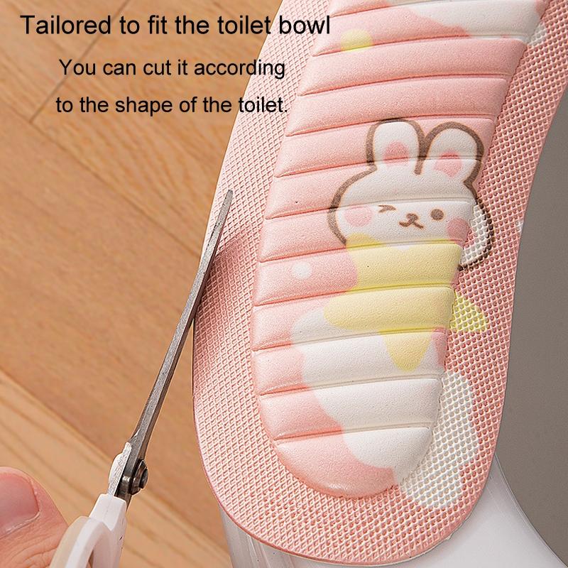 Cute Cartoon EVA Waterproof Toilet Seat Cover Pad With Handle Reusable Universal Toilet Cushion 12