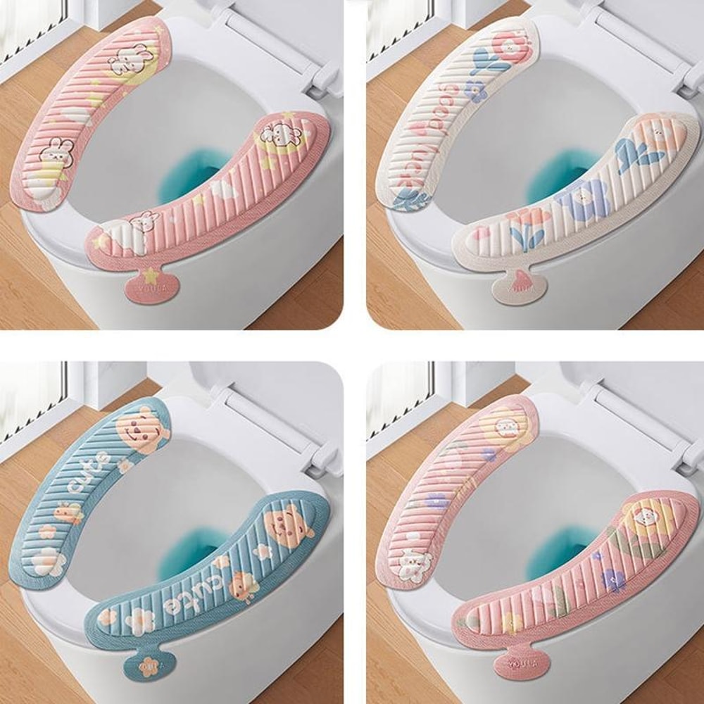 Cute Cartoon EVA Waterproof Toilet Seat Cover Pad With Handle Reusable Universal Toilet Cushion 1