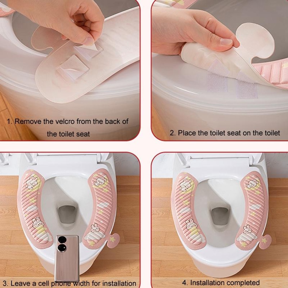 Cute Cartoon EVA Waterproof Toilet Seat Cover Pad With Handle Reusable Universal Toilet Cushion 3
