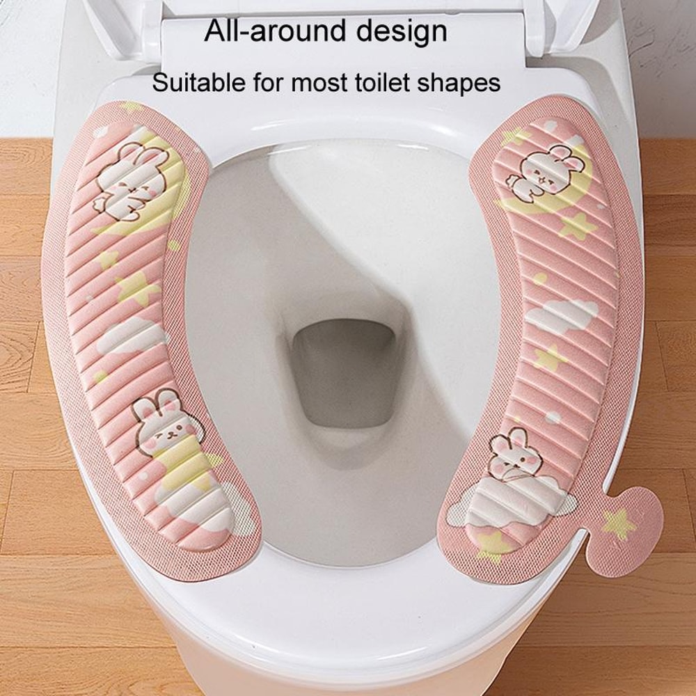 Cute Cartoon EVA Waterproof Toilet Seat Cover Pad With Handle Reusable Universal Toilet Cushion 7