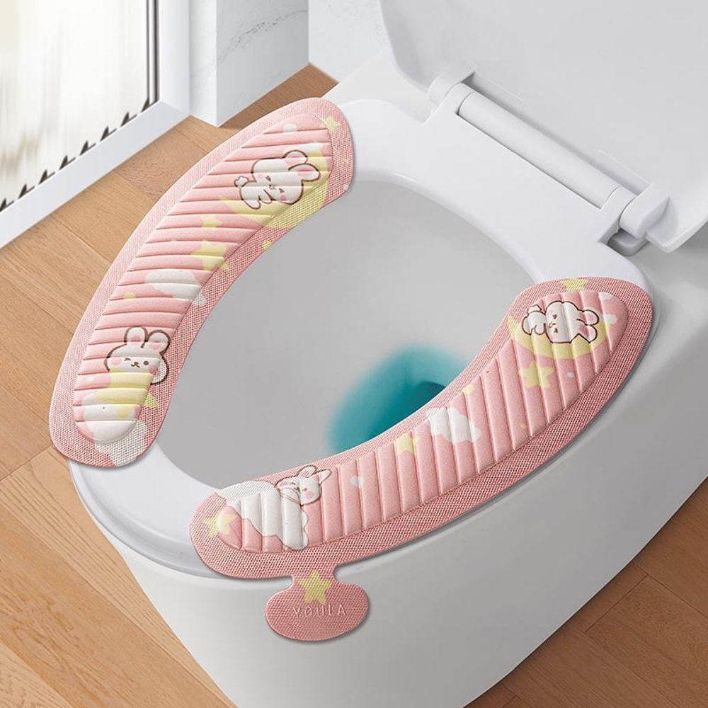 Cute Cartoon EVA Waterproof Toilet Seat Cover Pad With Handle Reusable Universal Toilet Cushion 4