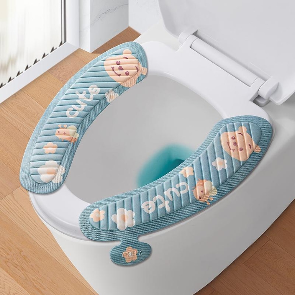 Cute Cartoon EVA Waterproof Toilet Seat Cover Pad With Handle Reusable Universal Toilet Cushion 13