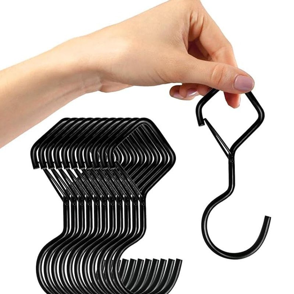 Windproof Safety Buckle S Hooks Heavy Duty Metal Hanging Hooks 2PCS 2