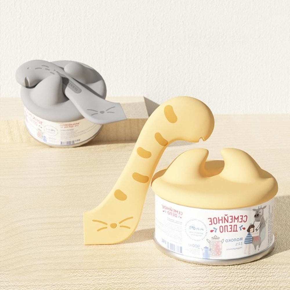 Silicone Pet Food Can Lid Spoon Set Universal Pet Can Opener For Dogs Cats 3
