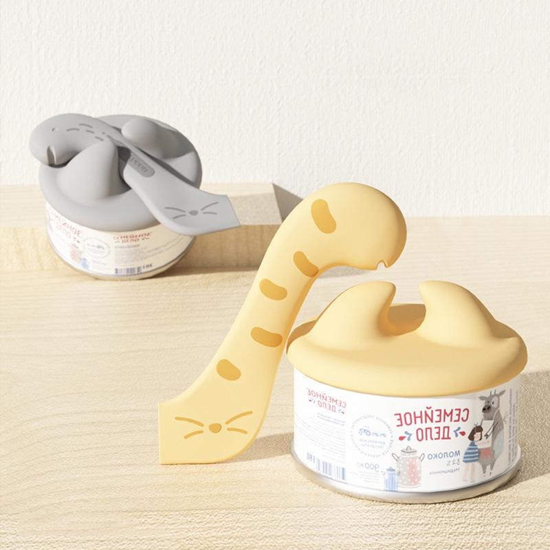 Silicone Pet Food Can Lid Spoon Set Universal Pet Can Opener For Dogs Cats 3