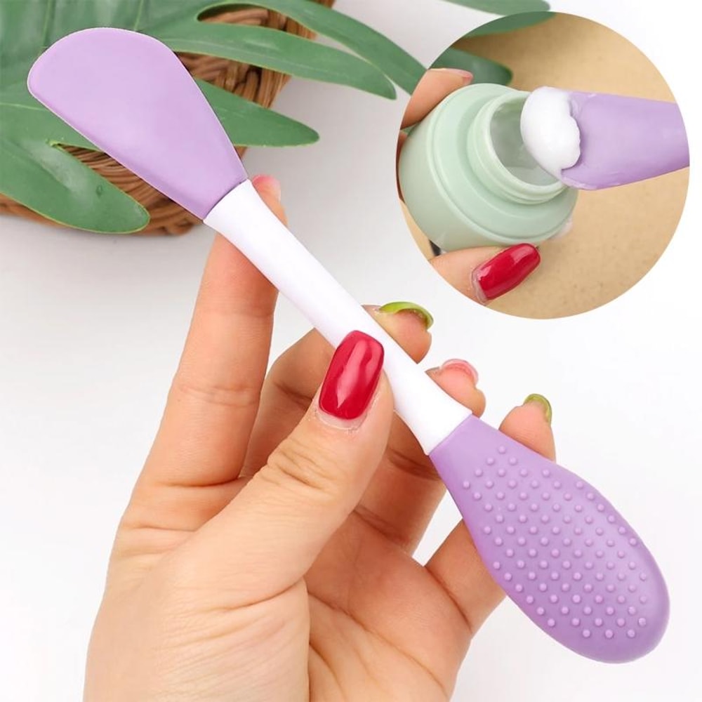 2PCS Dual Head Silicone Face Mask Brush Set Facial Mask Applicator Cleansing Massage Tool 1