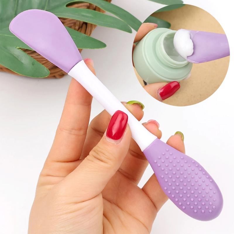 2PCS Dual Head Silicone Face Mask Brush Set Facial Mask Applicator Cleansing Massage Tool 1