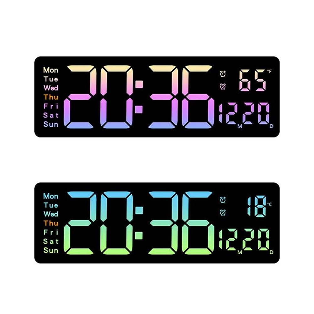 Smart LED Digital Wall Clock With Remote Control Countdown Timer Temperature Display 1