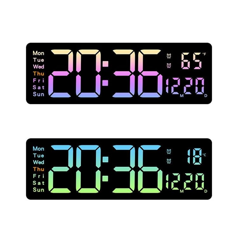 Smart LED Digital Wall Clock With Remote Control Countdown Timer Temperature Display 1