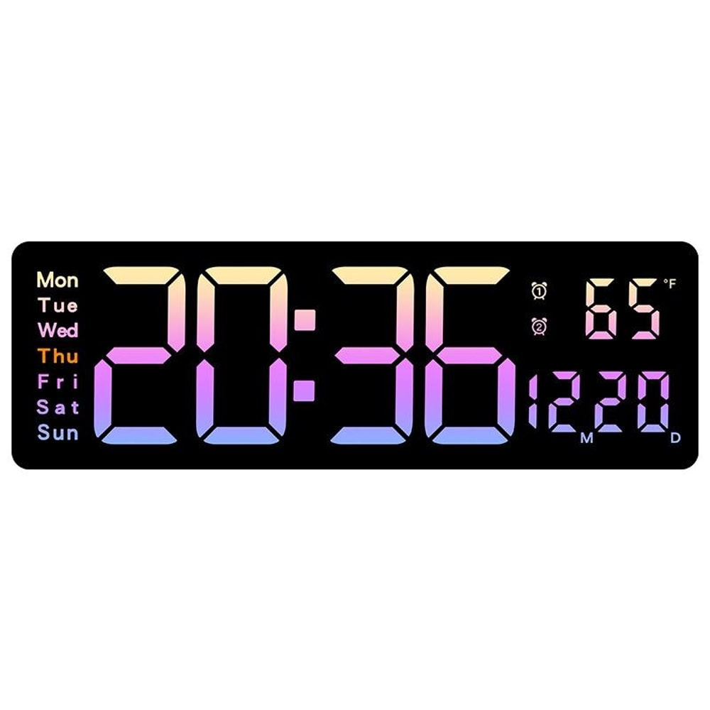 Smart LED Digital Wall Clock With Remote Control Countdown Timer Temperature Display 9