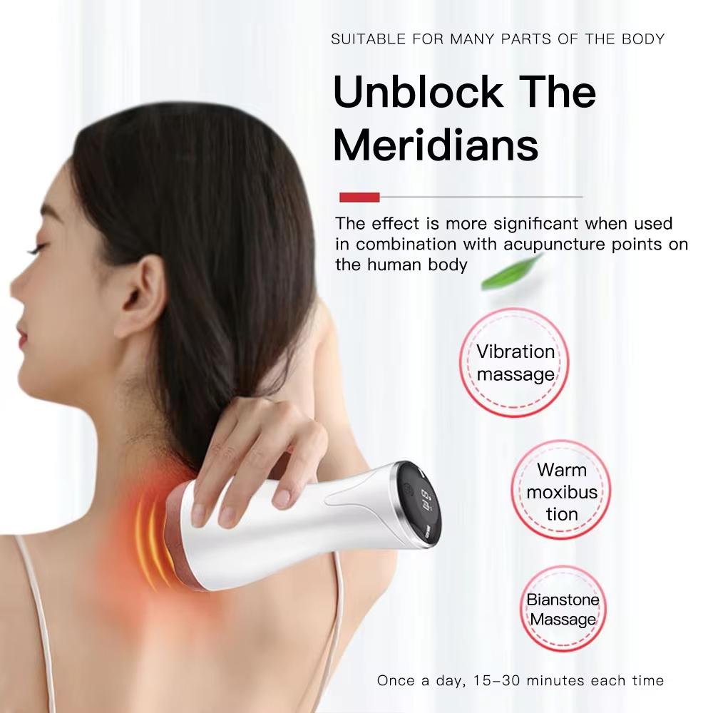 Handheld Electric Hot Compress Gua Sha Body Massager, 9 Speed Vibration Relief
