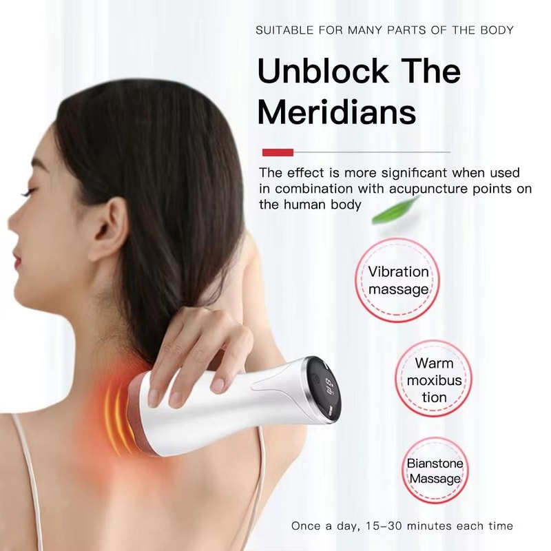 Handheld Electric Hot Compress Gua Sha Body Massager, 9 Speed Vibration Relief