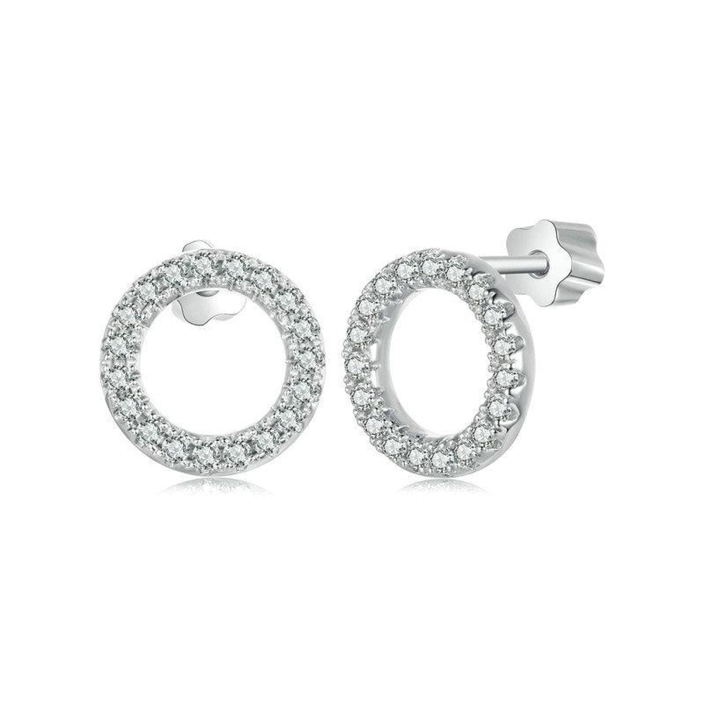 Premium Moissanite Geometric Sterling Silver Earrings Platinum Plated Elegance 2