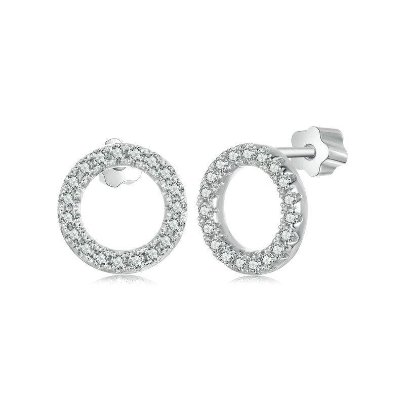 Premium Moissanite Geometric Sterling Silver Earrings Platinum Plated Elegance 2