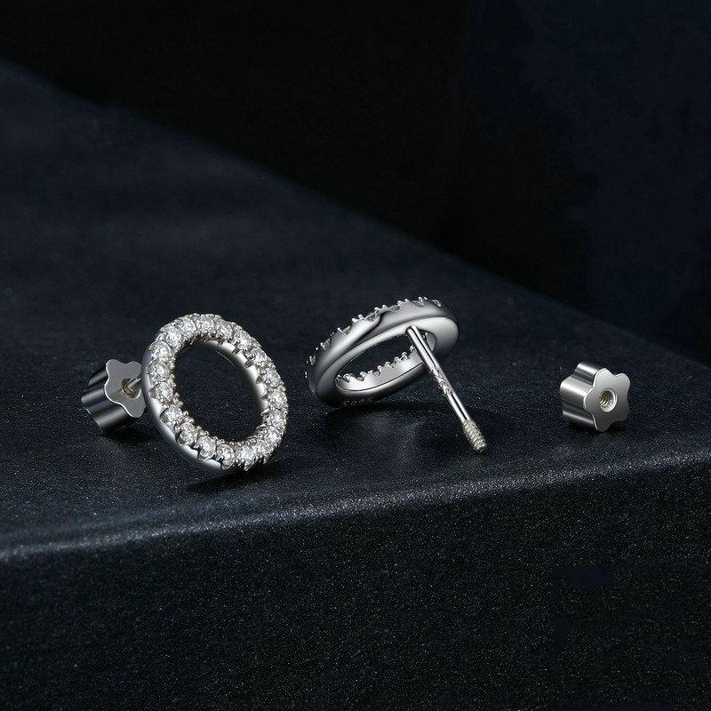 Premium Moissanite Geometric Sterling Silver Earrings Platinum Plated Elegance 1