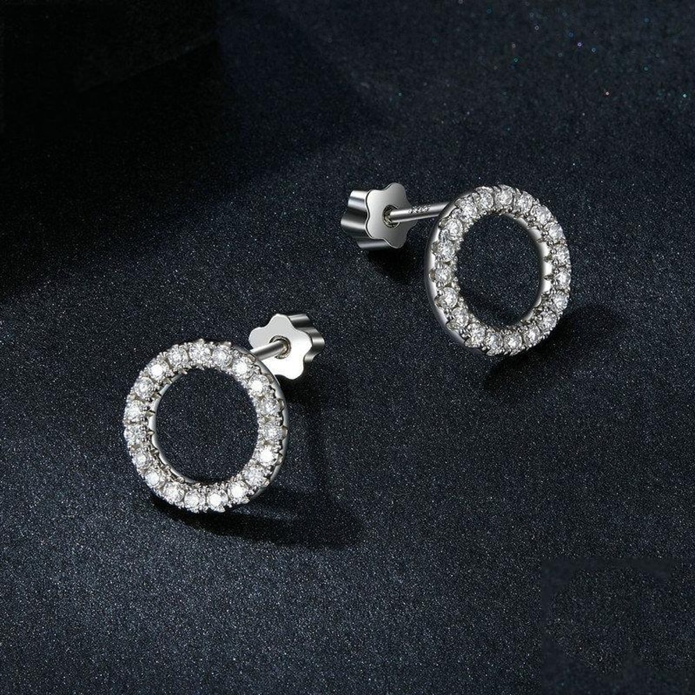 Premium Moissanite Geometric Sterling Silver Earrings Platinum Plated Elegance 3