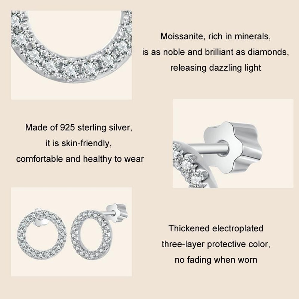 Premium Moissanite Geometric Sterling Silver Earrings Platinum Plated Elegance 4